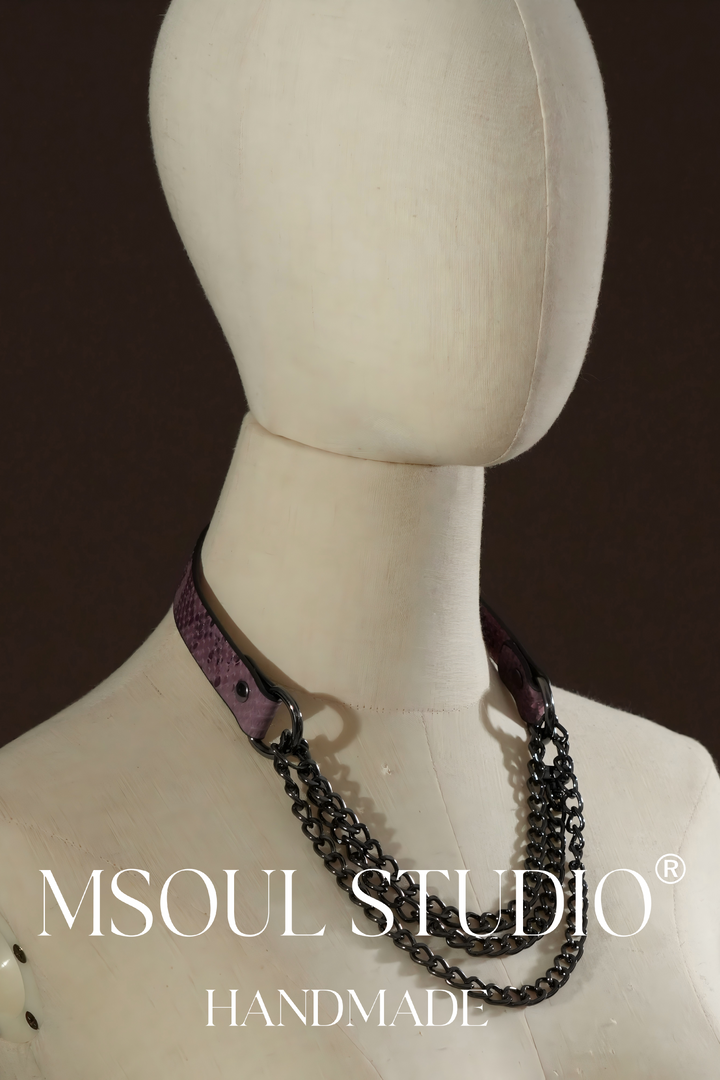 Dark Red Crocodile Paten Choker