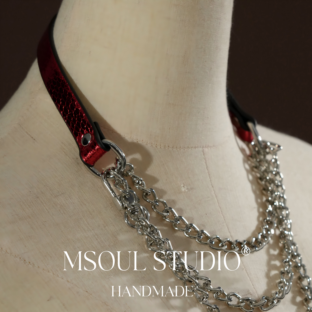 Dark Red Crocodile Paten Choker