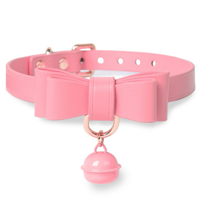 Geniune Leather bell choker with leash