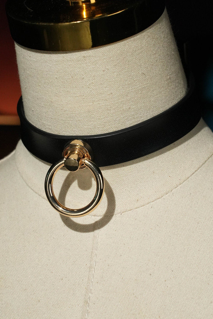Black Choker with Gold O-Ring