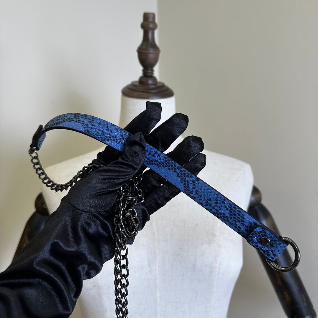 Snake Blue Soft Leather Chain choker