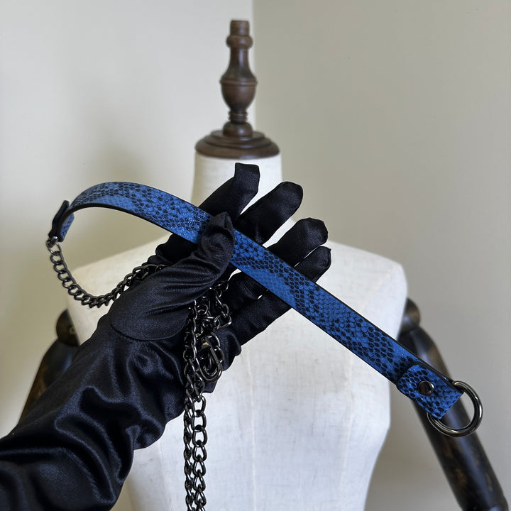Snake Blue Soft Leather Chain choker