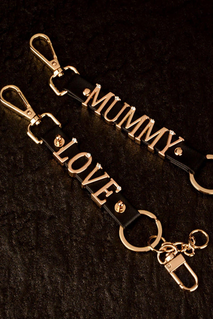 Gold Name Leather Keychain