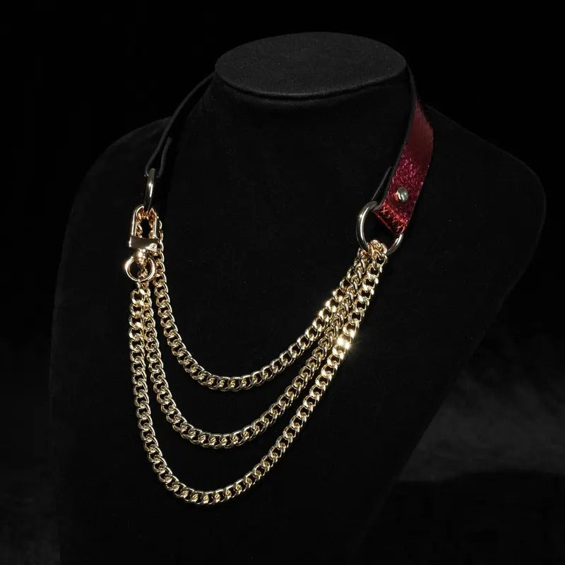 Snake Blue Soft Leather Chain choker