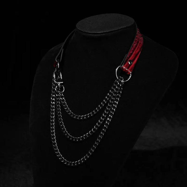 Snake Blue Soft Leather Chain choker