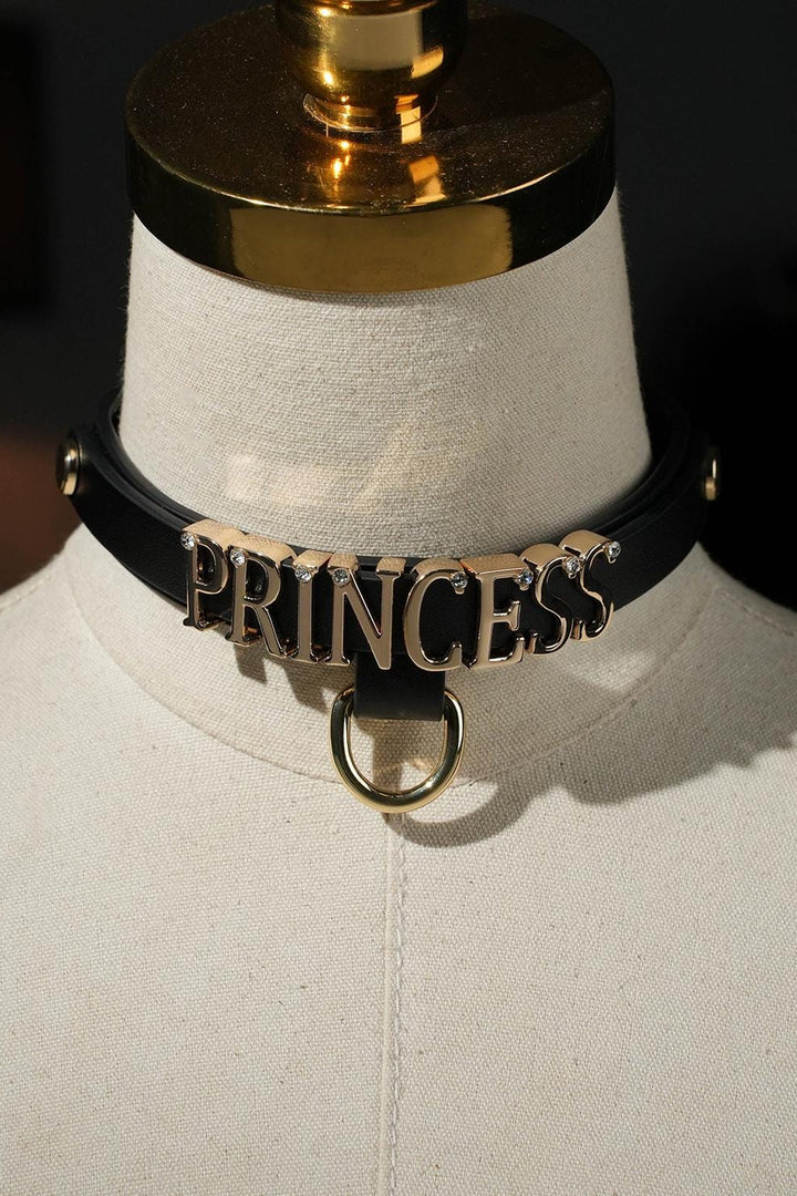 Romantic Gift Custom Letters Words Black Leather Choker Collar Necklace with Leash Name Day Collar Gifts For Her