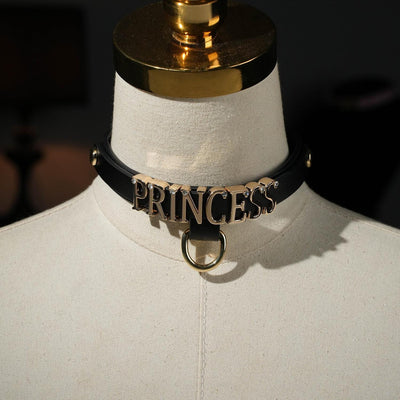 Romantic Gift Custom Letters Words Black Leather Choker Collar Necklace with Leash Name Day Collar Gifts For Her