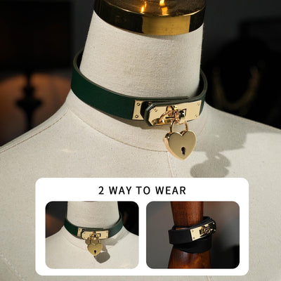 Handmade Vegan Leather Choker Collar With Lock Available With Different Leather Colors Sub Collar Custom Gift