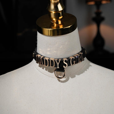 Daddy's Girl Custom Name Choker Collar - Personalized Vegan Leather Choker, Slut, Cumslut Letters, Custom Word BDSM Collar Adjustable Choker